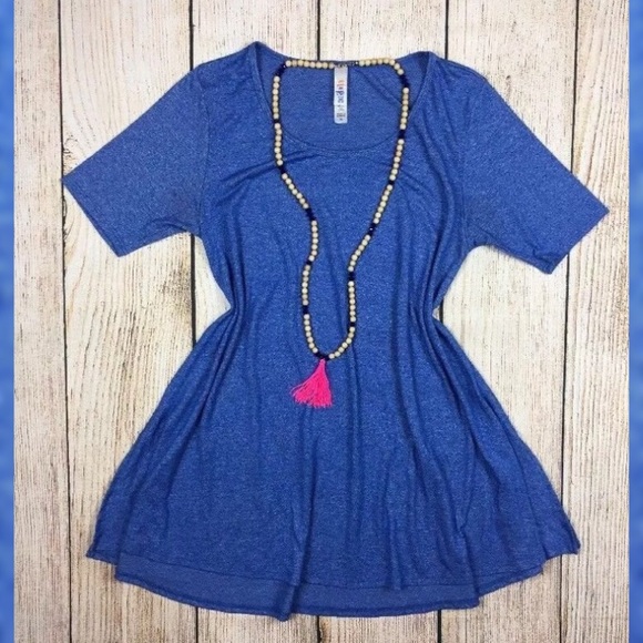LuLaRoe Tops - [LuLaRoe] Solid Bright Heathered Blue Perfect T
